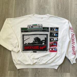 Vintage Maxell "Get Blown Away!" White Crewneck Sweatshirt | One size